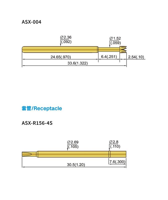 Brass Barrel Stainless Steel Spring Test Probe with 1.0/2.0/3.0N Spring Force for ICT Applications