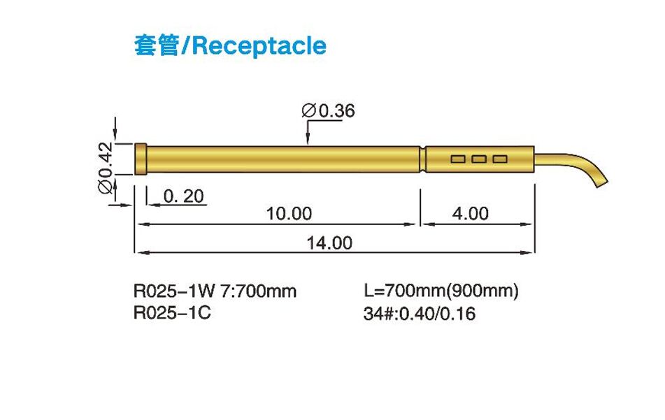 Goldplattierte Messing-Fass-Feder-Testsonde mit 0,5 Ampere Nennstrom und 50 Millionhms Max-Kontaktwiderstand