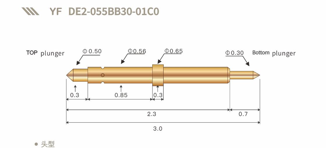 Goldbeschichtete Federtestsonde mit 2A-Strom und individuellen Größen für Präzisionsprüfungen
