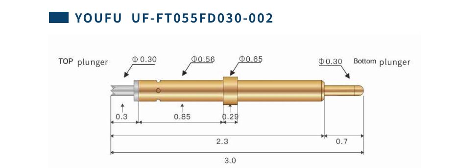 Doppelkopf-Prüfsonde-Federkontaktspin für IC-Prüfung YOUFU UF-FTO55FD030-002